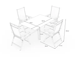 Discount Boulevard/Basic Plus Gartenessgruppe, weiß, Aluminium, Klapptisch 140 x 95 cm, 4 Klappstühle Garten-Essgruppen|Aluminium-Gartenmöbel