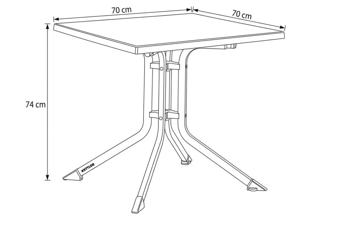 Online BOULEVARD Klapptisch, silber/anthrazit, Aluminium/KETTALUX, 70 x 70 cm, pflegeleicht, schmutzabweisend Gartentische|Aluminium-Gartenmöbel
