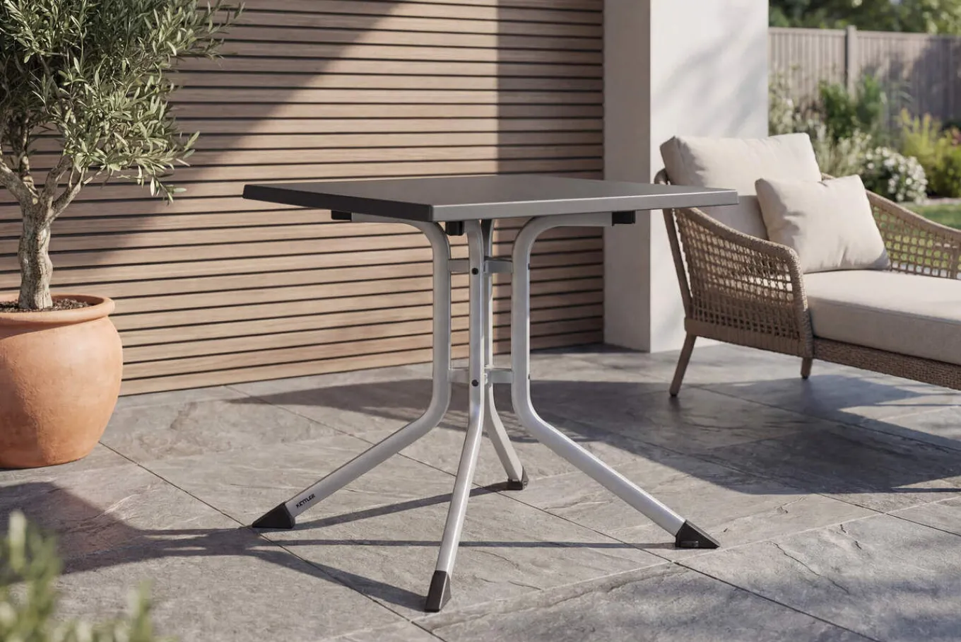 Online BOULEVARD Klapptisch, silber/anthrazit, Aluminium/KETTALUX, 70 x 70 cm, pflegeleicht, schmutzabweisend Gartentische|Aluminium-Gartenmöbel