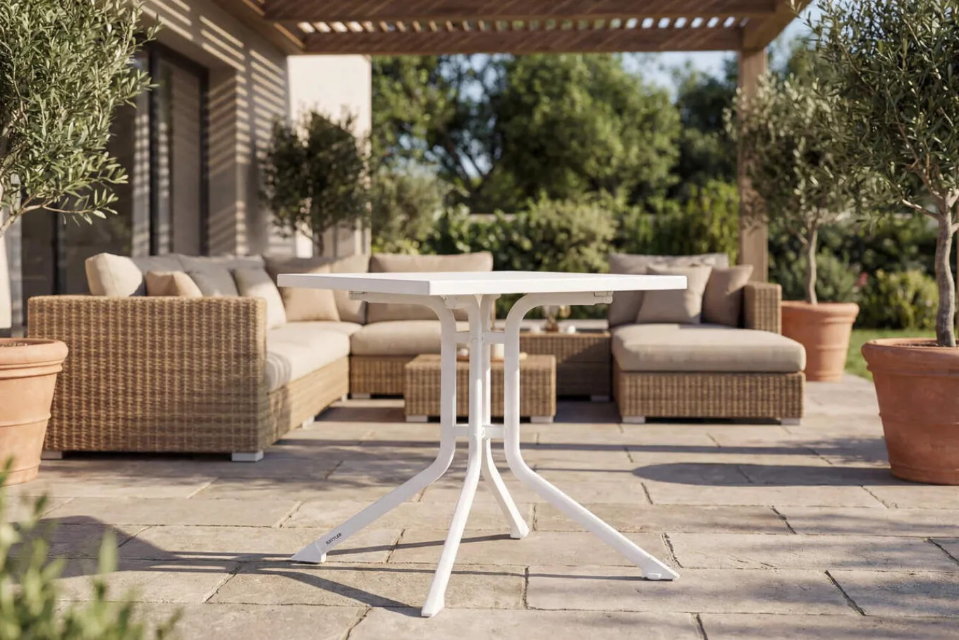 Online BOULEVARD Klapptisch, weiß, Aluminium/KETTALUX, 70 x 70 cm, schmutzabweisend, quadratisch Gartentische|Aluminium-Gartenmöbel