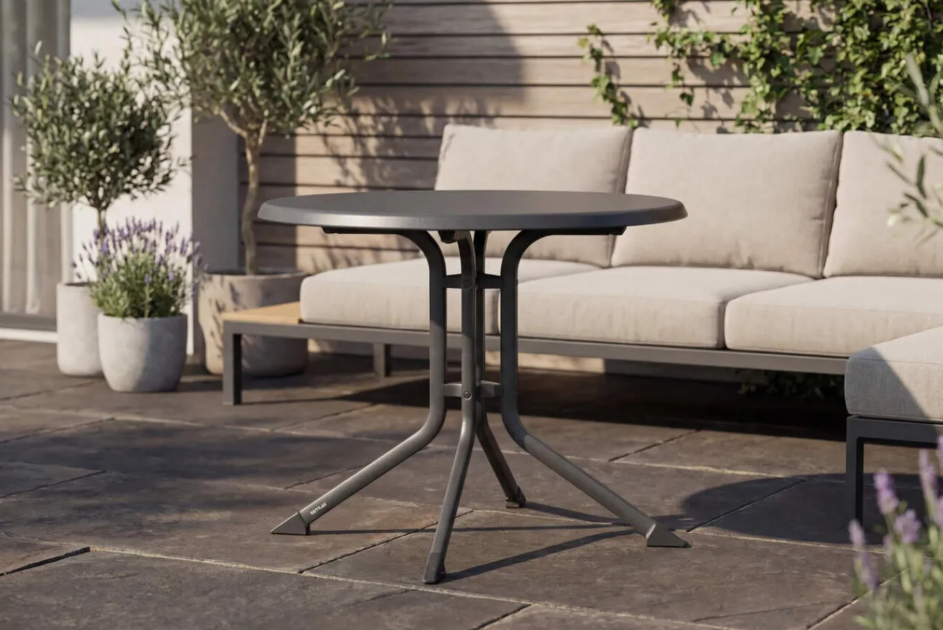 Sale BOULEVARD Klapptisch, anthrazit, Aluminium/KETTALUX, Ø 70 cm, schmutzabweisend, klappbar, rund Gartentische