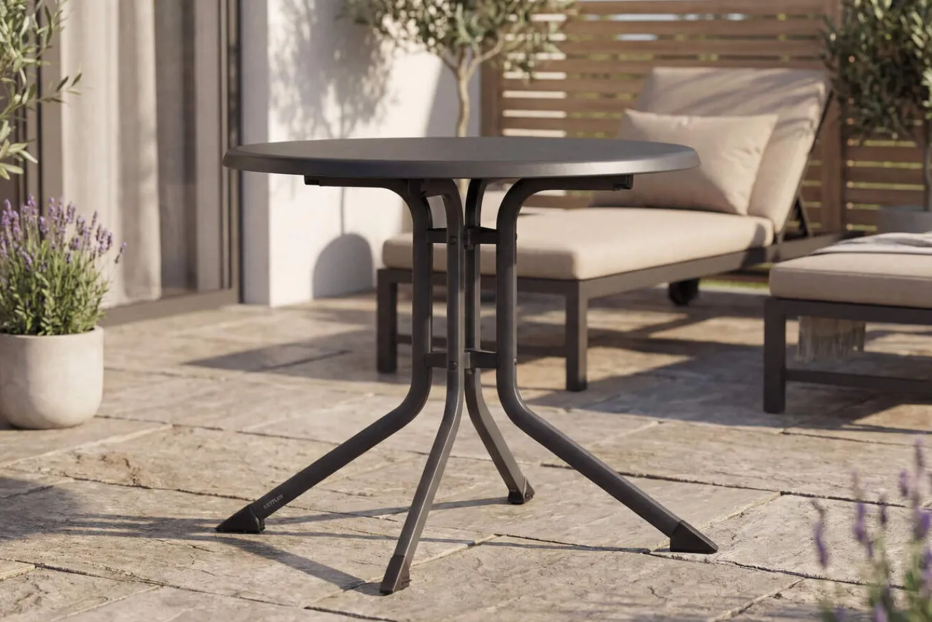 Sale BOULEVARD Klapptisch, anthrazit, Aluminium/KETTALUX, Ø 70 cm, schmutzabweisend, klappbar, rund Gartentische
