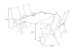 Hot Cubic/Basic Plus Garten-Essgruppe, silber/anthrazit, Alu/Textilene, Tisch 160 x 90 cm, 4 Klappstühle Garten-Essgruppen