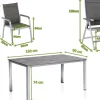 Sale Cubic/Basic Plus Garten-Essgruppe, silber/anthrazit, Alu/Textilene, Tisch 160 x 90 cm, 4 Stapelsessel, 2 Klappstühle Garten-Essgruppen