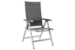 Sale Cubic/Basic Plus Garten-Essgruppe, silber/anthrazit, Alu/Textilene, Tisch 160 x 90 cm, 4 Stapelsessel, 2 Klappstühle Garten-Essgruppen