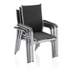 Online Cubic/Basic Plus Garten-Essgruppe, silber/anthrazit, Alu/Textilene, Tisch 160x90 cm, 4 Stapelsessel Garten-Essgruppen
