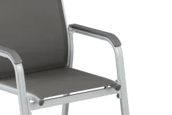 Online Cubic/Basic Plus Garten-Essgruppe, silber/anthrazit, Alu/Textilene, Tisch 160x90 cm, 4 Stapelsessel Garten-Essgruppen