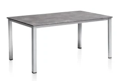 New Cubic/Basic Plus Garten-Essgruppe, silber/anthrazit, Alu/Textilene, Tisch 160x90 cm, 6 Stapelsessel Garten-Essgruppen