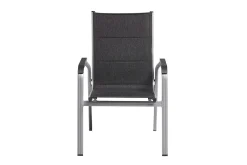 Hot Cubic/ Basic Plus Padded Garten-Essgruppe, silber/anthrazit, Alu/Textilene, Tisch 160x90 cm, 4 Stapelsessel, 2 Klappstühle, gepolstert Aluminium-Gartenmöbel