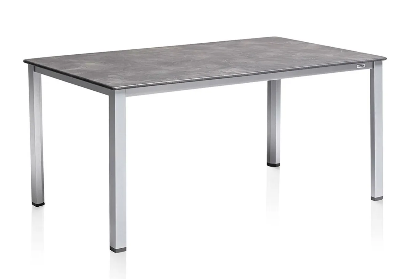 Hot Cubic/ Basic Plus Padded Garten-Essgruppe, silber/anthrazit, Alu/Textilene, Tisch 160x90 cm, 4 Stapelsessel, 2 Klappstühle, gepolstert Aluminium-Gartenmöbel
