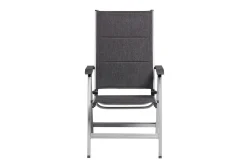 Hot Cubic/ Basic Plus Padded Garten-Essgruppe, silber/anthrazit, Alu/Textilene, Tisch 160x90 cm, 4 Stapelsessel, 2 Klappstühle, gepolstert Aluminium-Gartenmöbel