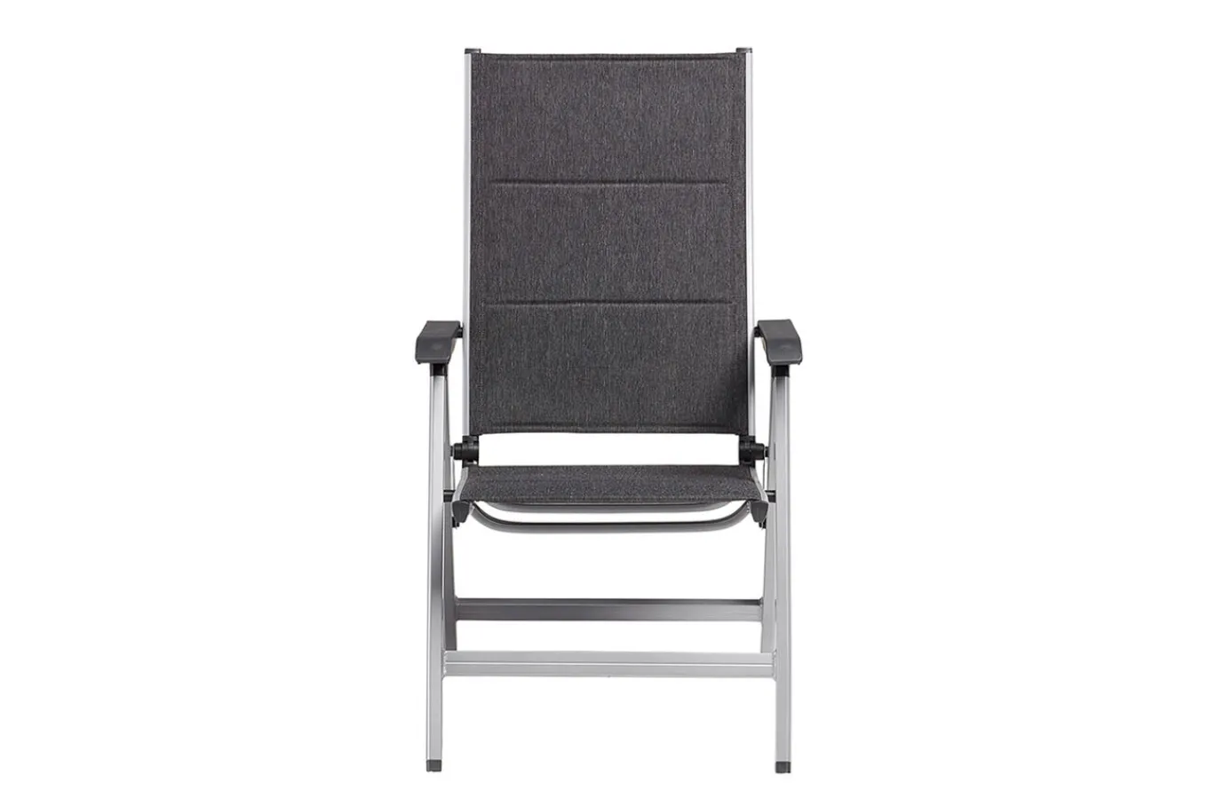 Hot Cubic/ Basic Plus Padded Garten-Essgruppe, silber/anthrazit, Alu/Textilene, Tisch 160x90 cm, 4 Stapelsessel, 2 Klappstühle, gepolstert Aluminium-Gartenmöbel