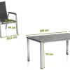 Discount Cubic/ Basic Plus Padded Garten-Essgruppe, silber/anthrazit, Alu/Textilene, Tisch 160x90 cm, 4 Stapelsessel Garten-Essgruppen