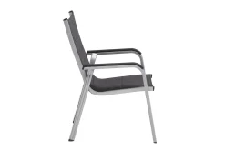 Discount Cubic/ Basic Plus Padded Garten-Essgruppe, silber/anthrazit, Alu/Textilene, Tisch 160x90 cm, 4 Stapelsessel Garten-Essgruppen