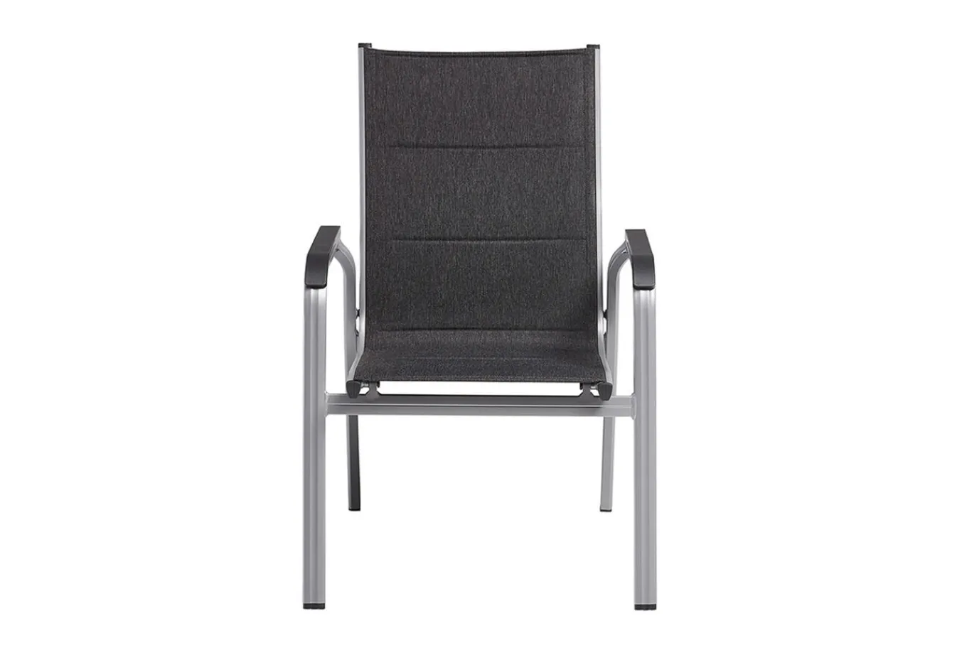 Best Cubic/ Basic Plus Padded Garten-Essgruppe, silber/anthrazit, Alu/Textilene, Tisch 160x90 cm, 6 Stapelsessel Garten-Essgruppen