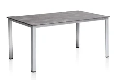 Best Cubic/ Basic Plus Padded Garten-Essgruppe, silber/anthrazit, Alu/Textilene, Tisch 160x90 cm, 6 Stapelsessel Garten-Essgruppen