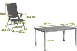 Hot Cubic Garten-Essgruppe, silber/anthrazit, Alu, Tisch 160x90, 4 Klappstühle Garten-Essgruppen|Aluminium-Gartenmöbel
