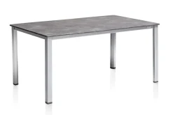New Cubic Garten-Essgruppe, silber/anthrazit/grau, Alu/Textilene, Tisch 160 x 90 cm, 4 Klappstühle Garten-Essgruppen