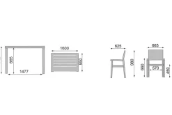 Outlet Esstischgruppe, anthrazit/anthrazit, Kettalux-Plus Dining-Tisch 160x95cm, 6 Stapelsessel Altura Garten-Essgruppen|Aluminium-Gartenmöbel