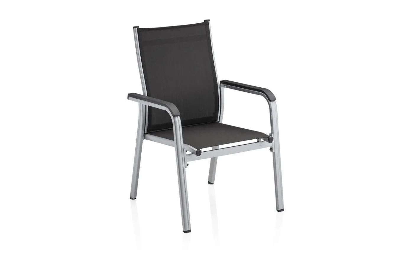 Clearance Esstischgruppe, silber/anthrazit, Kettalux-Plus Dining-Tisch 160x95cm, 6 Stapelsessel BasicPlus Garten-Essgruppen|Aluminium-Gartenmöbel