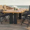Clearance Garten-Essgruppe, anthrazit/natur, Alu/Teak, Tisch ca. 220 x 100 cm, wetterfest, pflegeleicht, robust, 6 Klappstühle Garten-Essgruppen|Aluminium-Gartenmöbel