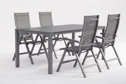 Best Garten-Essgruppe, anthrazit/anthrazit, Kettalux-Plus Dining-Tisch 160x95cm, 4 Klappstühle Altura Garten-Essgruppen|Aluminium-Gartenmöbel