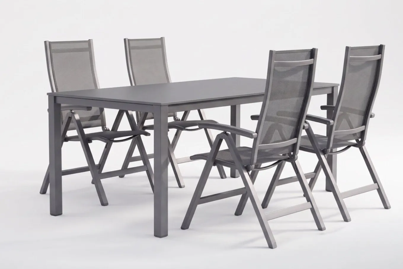 Best Garten-Essgruppe, anthrazit/anthrazit, Kettalux-Plus Dining-Tisch 160x95cm, 4 Klappstühle Altura Garten-Essgruppen|Aluminium-Gartenmöbel