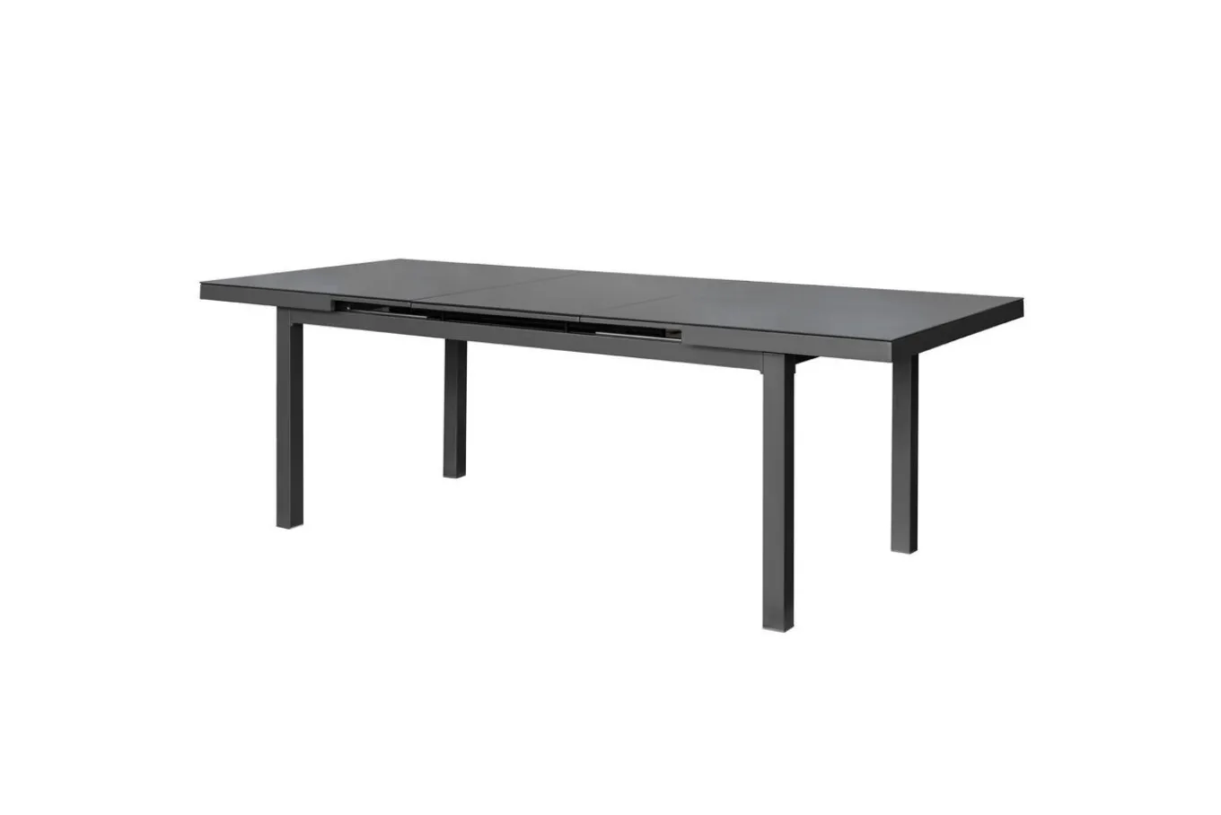 Online Garten-Essgruppe, anthrazit/grau, Alu/Glas/Textilene/Polyester, 180/240 x 100 cm, ausziehbar, klappbar, wasserabweisend, UV-beständig Garten-Essgruppen