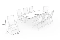 Best Garten-Essgruppe, hellgrau/weiß, Aluminium/Outdoorgewebe, Ausziehbar 180/240 x 100 cm, 8 Klappstühle Garten-Essgruppen|Aluminium-Gartenmöbel