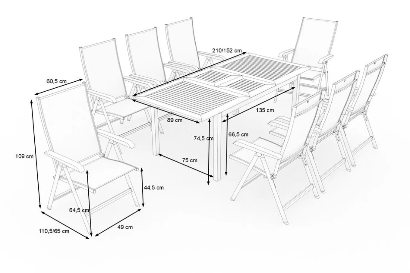 Best Garten-Essgruppe mit 8 Sesseln, anthrazit/natur, Alu/Textilene, ausziehbar & klappbar, UV-Beständig, witterungsbeständig Garten-Essgruppen|Aluminium-Gartenmöbel