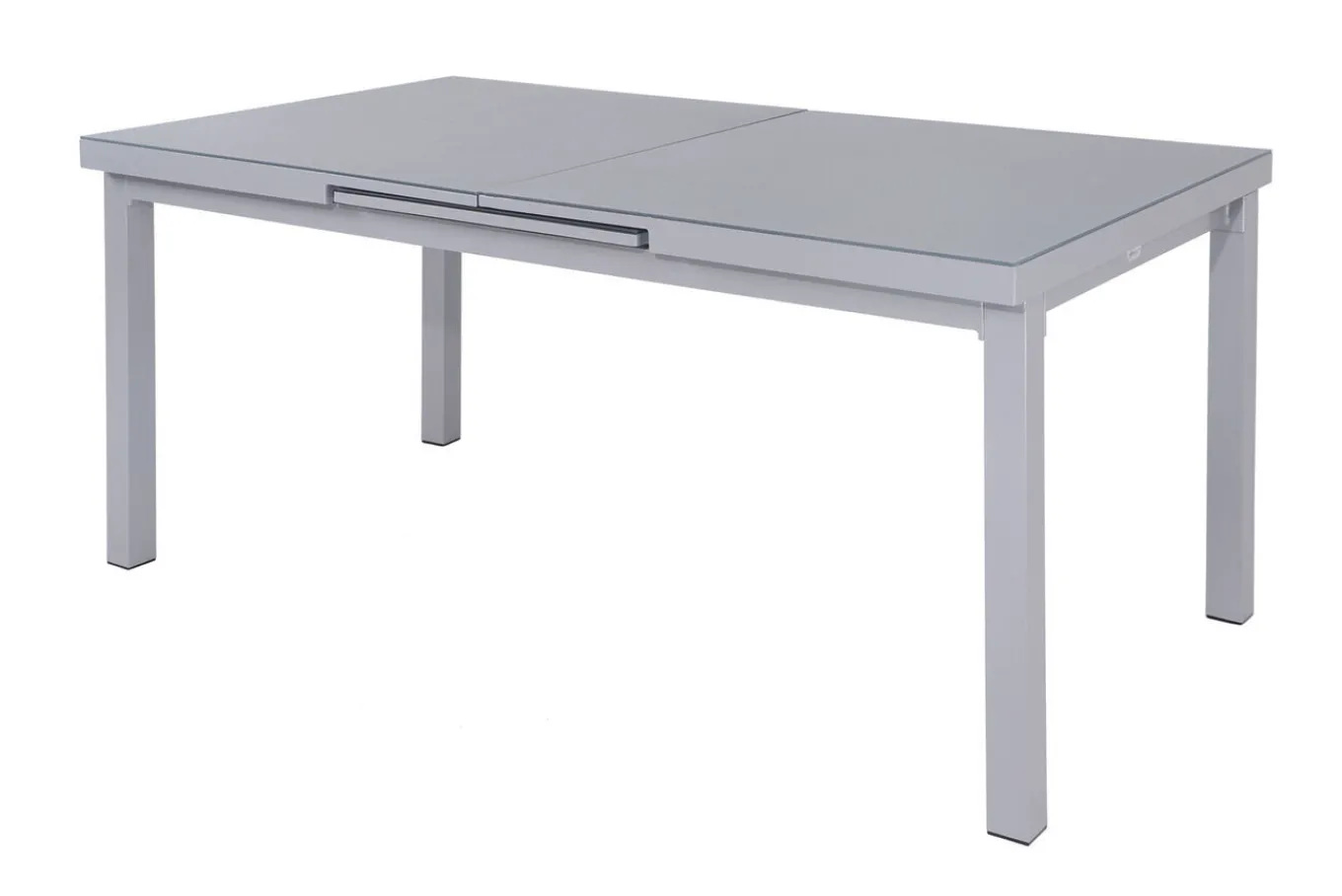 Garten-Essgruppe mit 6 Klappstühlen und Outdoor-Teppich, silber/anthrazit/andorra-weiß, Aluminium/Textilene, ausziehbarer Tisch 180/240 x 100 cm Garten-Essgruppen