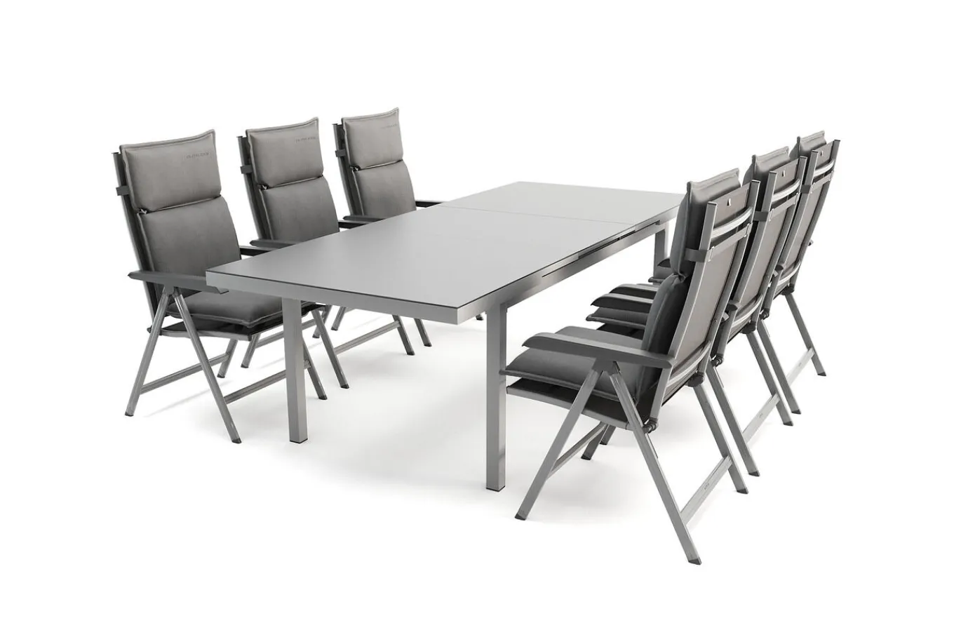 Best KETTLER Garten-Essgruppe, silber/anthrazit, Alu/Textilene, Tisch 180/240 x 100 cm, 6 Klappstühle, inkl. Auflagen Garten-Essgruppen