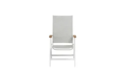 Sale Garten-Essgruppe, weiß matt/hellgrau, Alu/Textilene, Ausziehtisch 180/240 x 100 cm, 8x Klappstuhl Garten-Essgruppen|Aluminium-Gartenmöbel