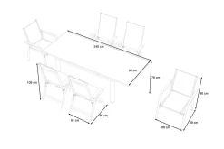 Discount Garten-Essgruppe, weiß/hellgrau, Aluminium/Glas/Teak, Ausziehtisch 180 x 240 cm, 4 Klappstühle, 2 Stapelstühle Garten-Essgruppen|Aluminium-Gartenmöbel