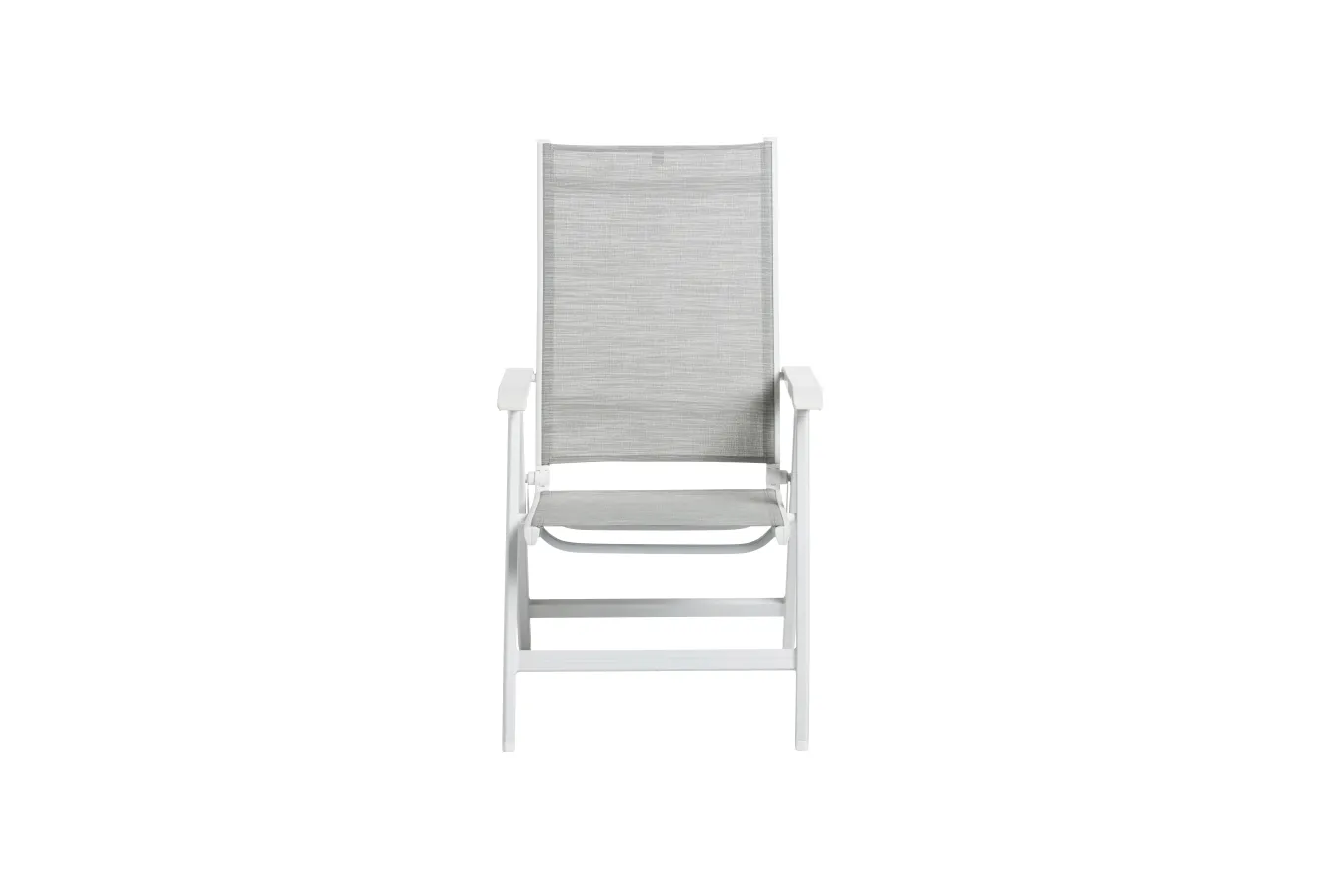 New Garten-Essgruppe, weiß matt/hellgrau, Aluminium/Outdoorgewebe/Glas, Ausziehbar, 180/240 x 100 cm Tisch, 4 Klappstühle, 2 Stapelstühle Garten-Essgruppen|Aluminium-Gartenmöbel