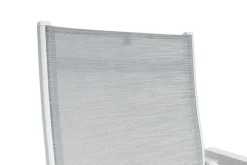 New Garten-Essgruppe, weiß matt/hellgrau, Aluminium/Outdoorgewebe/Glas, Ausziehbar, 180/240 x 100 cm Tisch, 4 Klappstühle, 2 Stapelstühle Garten-Essgruppen|Aluminium-Gartenmöbel