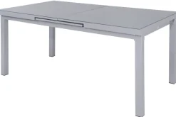 Best Granada Garten-Essgruppe, silber, Alu/Textilene, Tisch 180/240x100cm, 6 Stapel-, 2 Klappstühle Aluminium-Gartenmöbel