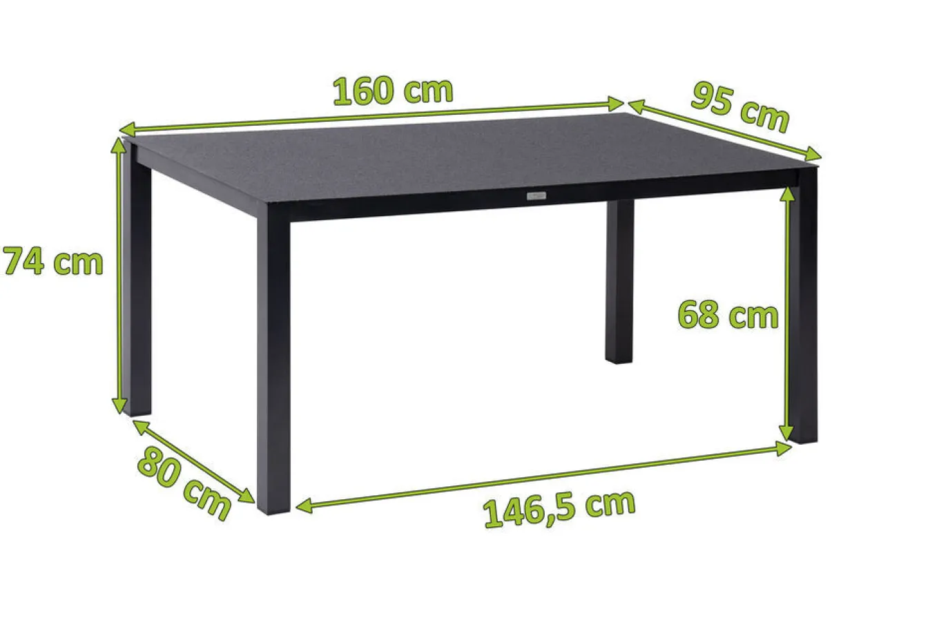 Sale Granada Garten-Essgruppe, Anthrazit, Alu/Spraystone, Tisch 160x95 cm, 6 Stapelsessel Aluminium-Gartenmöbel