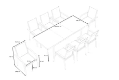 Sale Granada Garten-Essgruppe, 8 Personen, ausziehbarer Tisch 180–240 cm, Aluminium/Textilene, Teak FSC®-zertifiziert Garten-Essgruppen