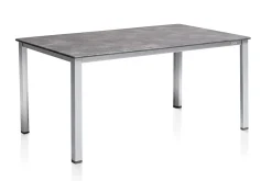 Sale Granada Garten-Essgruppe, silber/anthrazit, Alu, Tisch 160x90, 4 Stapelsessel-,2 Klappstühle Garten-Essgruppen