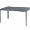 Granada Garten-Essgruppe, silber/anthrazit, Alu/Spraystone/Textil, 160x95 cm, 4 Stapelsessel Garten-Essgruppen
