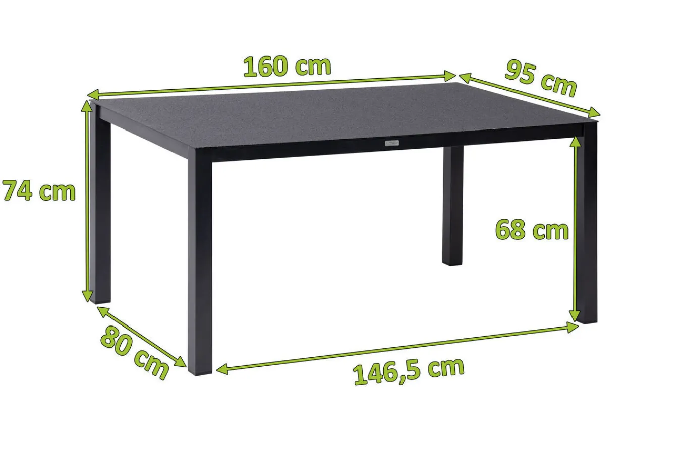 Discount Granada Garten-Essgruppe, Anthrazit, Alu/Spraystone, Tisch 160x95 cm, 4 Stapelsessel Garten-Essgruppen|Aluminium-Gartenmöbel