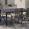 Hot Granada Garten-Essgruppe, Anthrazit, Alu/Spraystone, Tisch 160x95 cm, 6x Klappstühle Garten-Essgruppen