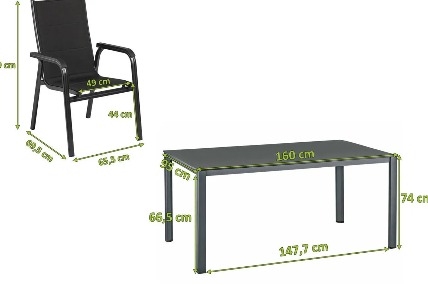 Clearance KETTALUX-PLUS/Basic Plus Padded Sitzgruppe, anthrazit, Alu/Textilene, Tisch 160x95 cm, 6 Personen, gepolsterte Sitz - und Rückenfläche Garten-Essgruppen|Aluminium-Gartenmöbel