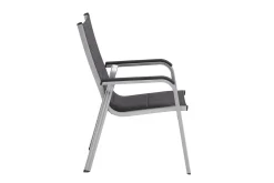 Outlet KETTALUX-PLUS/Basic Plus Padded Sitzgruppe, silber/anthrazit/grau, Alu/Textilene, 160x95 cm,6 Stapelsessel, gepolsterte Sitz - und Rückenfläche Garten-Essgruppen|Aluminium-Gartenmöbel