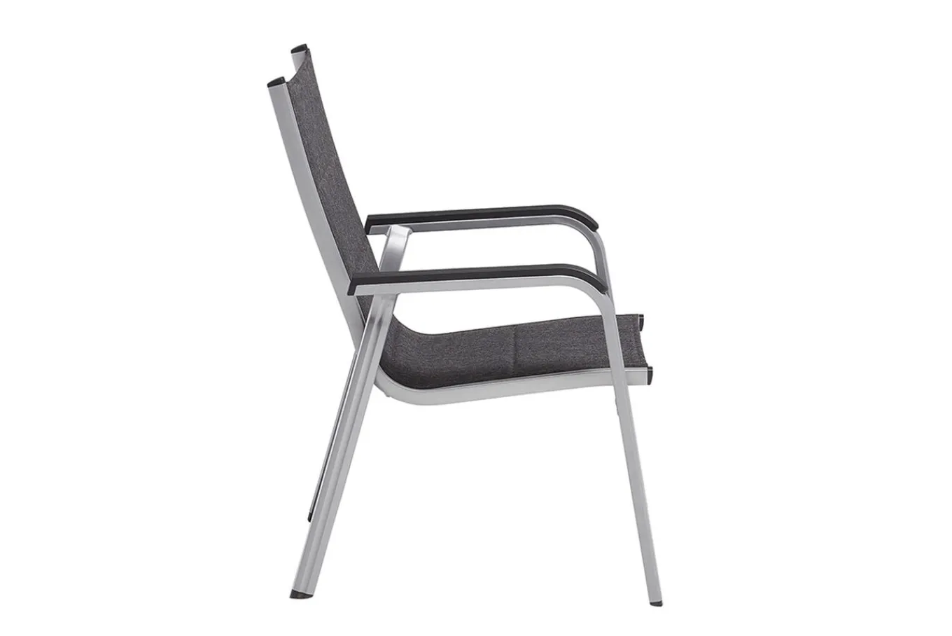 Outlet KETTALUX-PLUS/Basic Plus Padded Sitzgruppe, silber/anthrazit/grau, Alu/Textilene, 160x95 cm,6 Stapelsessel, gepolsterte Sitz - und Rückenfläche Garten-Essgruppen|Aluminium-Gartenmöbel