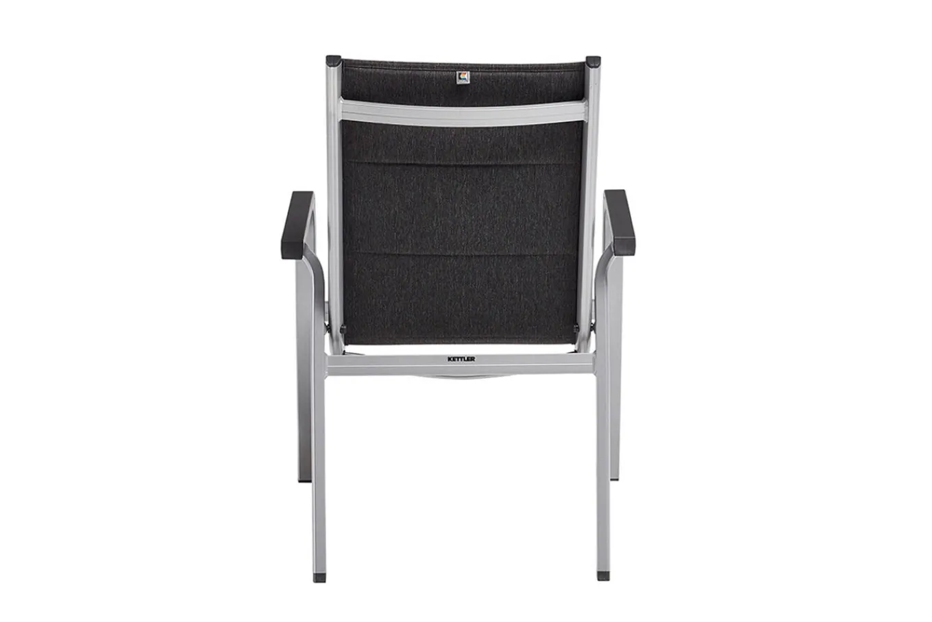 Outlet KETTALUX-PLUS/Basic Plus Padded Sitzgruppe, silber/anthrazit/grau, Alu/Textilene, 160x95 cm,6 Stapelsessel, gepolsterte Sitz - und Rückenfläche Garten-Essgruppen|Aluminium-Gartenmöbel