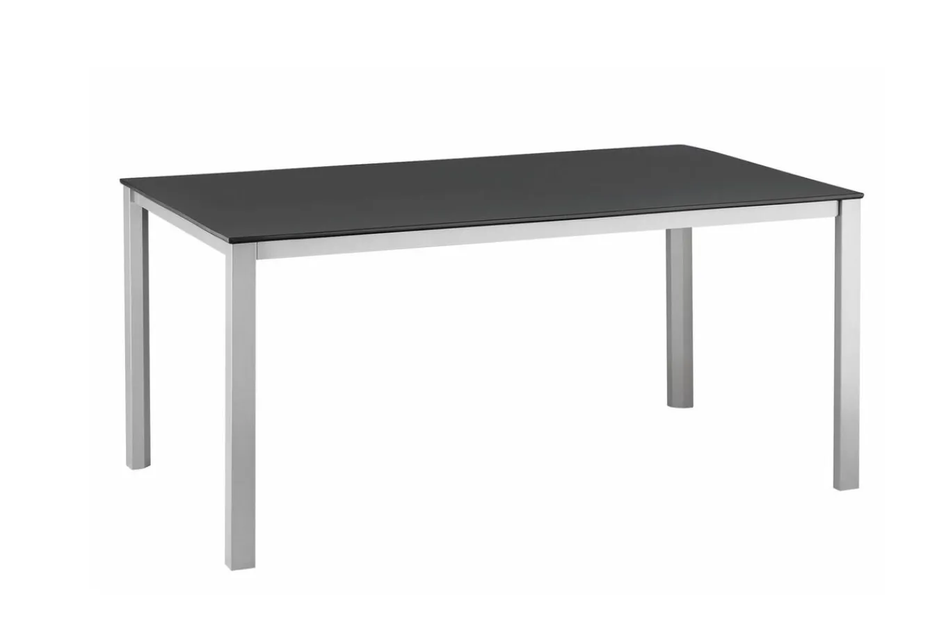 New KETTALUX-PLUS/Basic Plus Padded Sitzgruppe, silber/anthrazit/grau, Alu/Textilene, 160x95 cm,4 Stapelsessel, gepolsterte Sitz - und Rückenfläche Garten-Essgruppen|Aluminium-Gartenmöbel