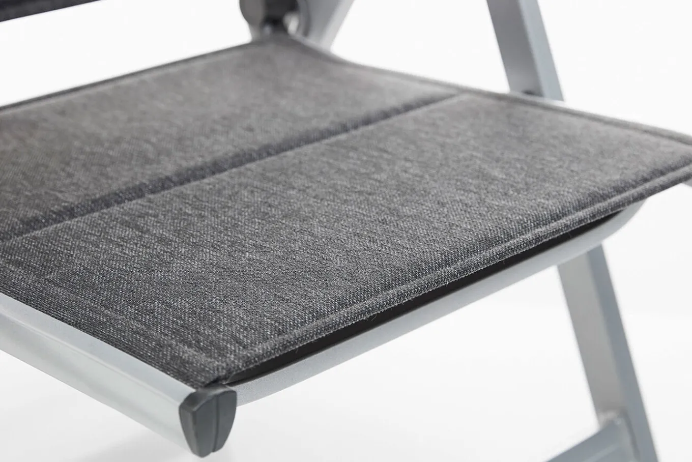Outlet KETTALUX-PLUS/Basic Plus Padded Sitzgruppe, silber/anthrazit, Alu/Textilene, Tisch 160x95 cm,4 Klappstühle Garten-Essgruppen|Aluminium-Gartenmöbel