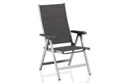 Outlet KETTALUX-PLUS/Basic Plus Padded Sitzgruppe, silber/anthrazit, Alu/Textilene, Tisch 160x95 cm, 6 Klappstühle Garten-Essgruppen|Aluminium-Gartenmöbel